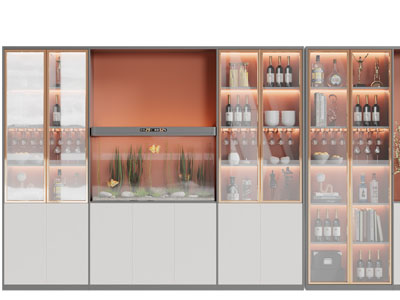 现代装饰鱼缸的酒柜