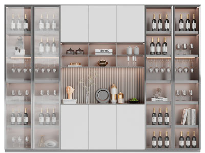现代玻璃柜门的酒柜