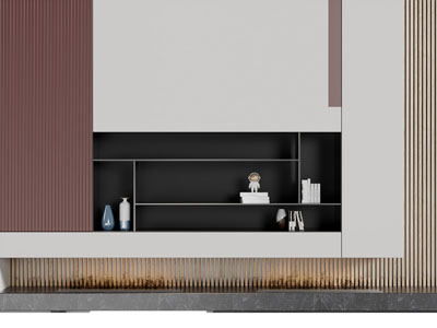 现代固定在墙面上的装饰柜