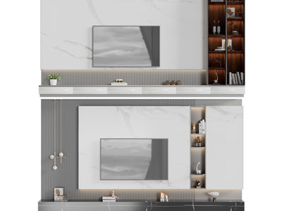 现代电视背景墙3d模型 现代电视背景墙