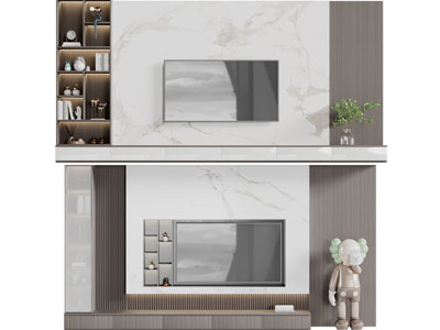 现代电视背景墙3d模型 现代电视背景墙