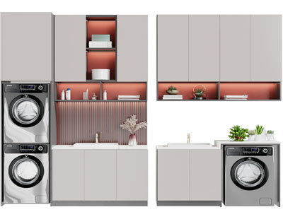 现代收纳洗衣机的装饰柜