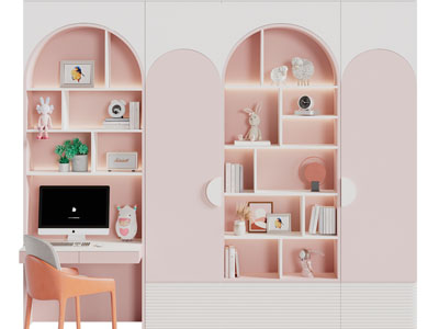 现代书柜、书桌椅组合