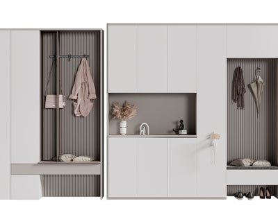 现代撞色实木装饰鞋柜