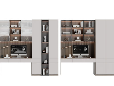 现代装饰书柜的电脑桌、书桌