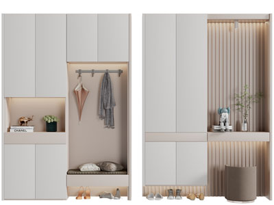 现代带卡座的装饰鞋柜