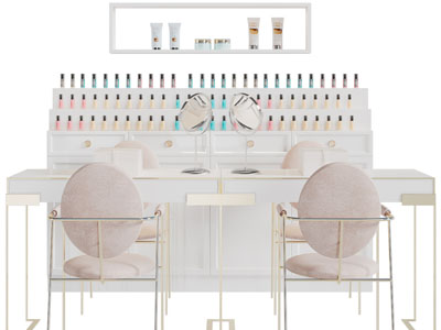 现代轻奢美容美甲操作台、展柜