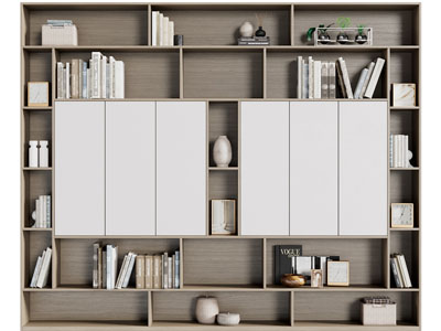 现代撞色实木装饰书柜