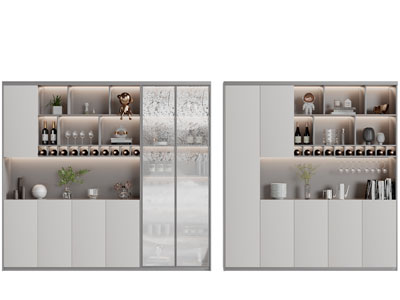 现代装饰玻璃柜门的装饰酒柜