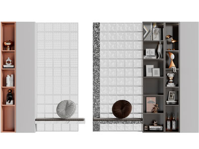 现代装饰玻璃墙的玄关装饰柜