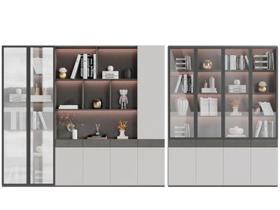 现代玻璃柜门的装饰柜