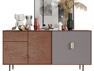 现代玄关柜、边柜和装饰品摆件