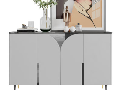 现代玄关柜、边柜和装饰品摆件