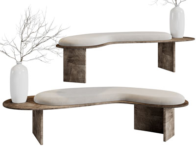 侘寂风长凳、沙发凳