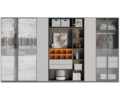 现代半开放式衣柜3d模型 现代半开放式衣柜