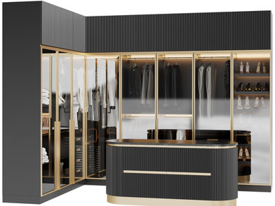 现代轻奢转角衣柜3d模型 现代轻奢转角衣柜