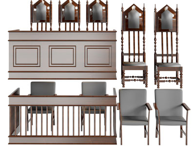 欧式实木法庭审判席桌椅组合