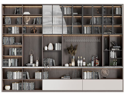 现代实木装饰书柜