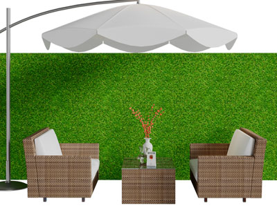 现代遮阳棚、户外沙发茶几组合