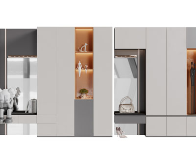 现代带卡座的装饰鞋柜