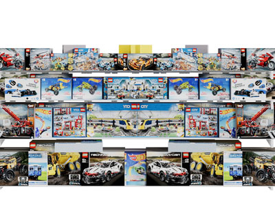 现代盒装玩具展柜、货架