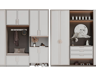 新中式玄关装饰鞋柜