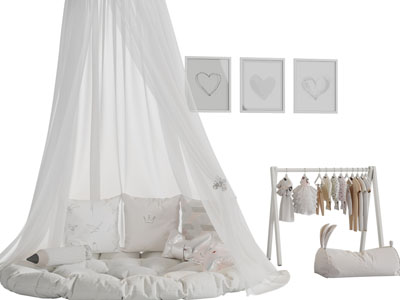 现代带帷帐的儿童床