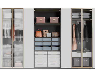 现代半开放衣柜3d模型 现代半开放衣柜