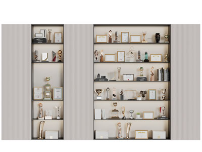 现代奖牌奖杯荣誉展示柜3d模型 现代奖牌奖杯荣誉展示柜