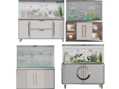 新中式带收纳柜的鱼缸