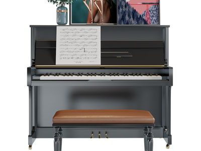 现代黑色钢琴、琴凳3d模型 现代黑色钢琴、琴凳