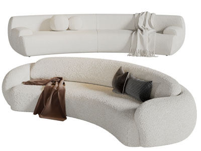 侘寂风多人沙发3d模型 侘寂风多人沙发