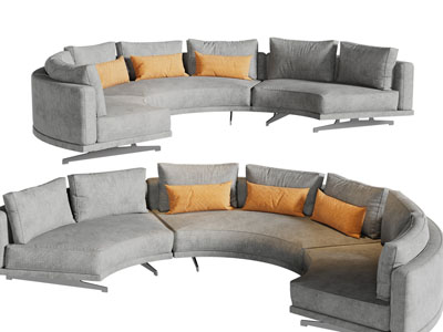 现代半圆形布艺多人沙发3d模型 现代半圆形布艺多人沙发