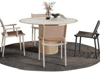 现代圆形餐桌椅组合