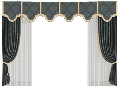 欧式窗帘窗纱3d模型 欧式窗帘窗纱