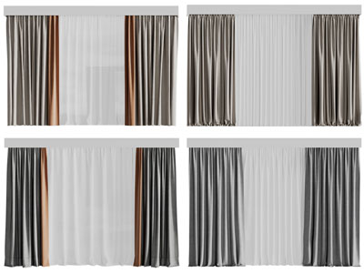 现代布艺窗纱窗帘3d模型 现代布艺窗纱窗帘
