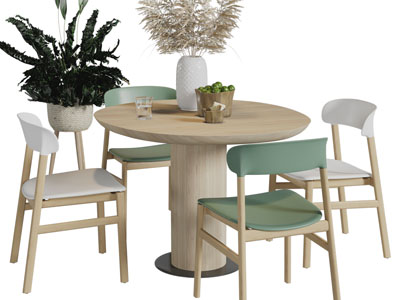 北欧圆形实木餐桌椅组合