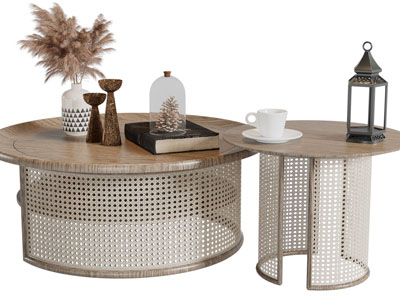 侘寂风圆形茶几3d模型 侘寂风圆形茶几