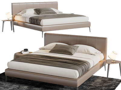 现代皮质双人床