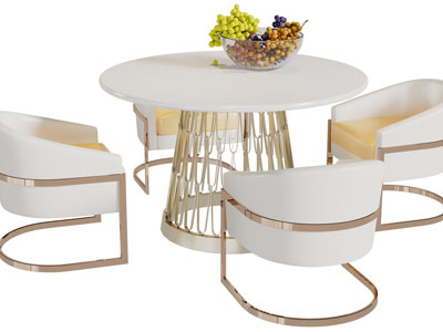 现代轻奢圆形餐桌椅组合