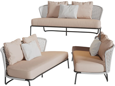 现代镂空靠背多人沙发3d模型 现代镂空靠背多人沙发