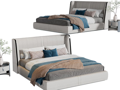现代布艺双人床