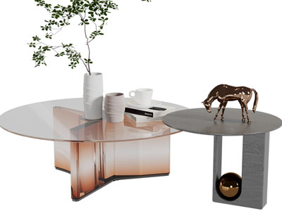 现代圆形茶几3d模型 现代圆形茶几