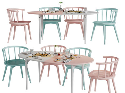 北欧椭圆形餐桌椅组合