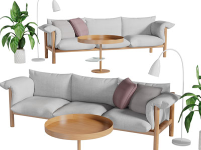 北欧多人沙发、茶几组合