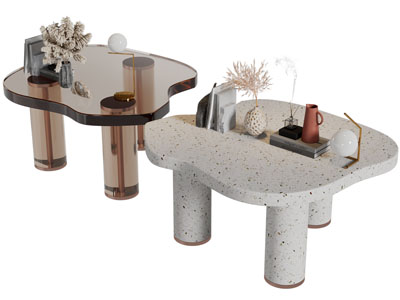 侘寂风不规则茶几3d模型 侘寂风不规则茶几