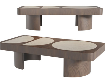 侘寂风实木茶几3d模型 侘寂风实木茶几