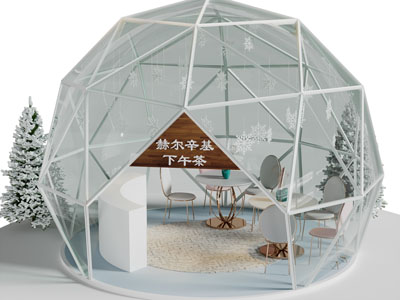 现代户外玻璃房餐桌椅组合