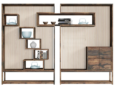 新中式实木对称装饰柜