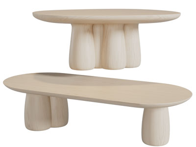 侘寂风实木茶几3d模型 侘寂风实木茶几